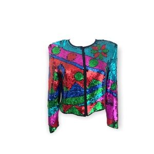 Vintage Abstract Sequin Jacket SZ S / M